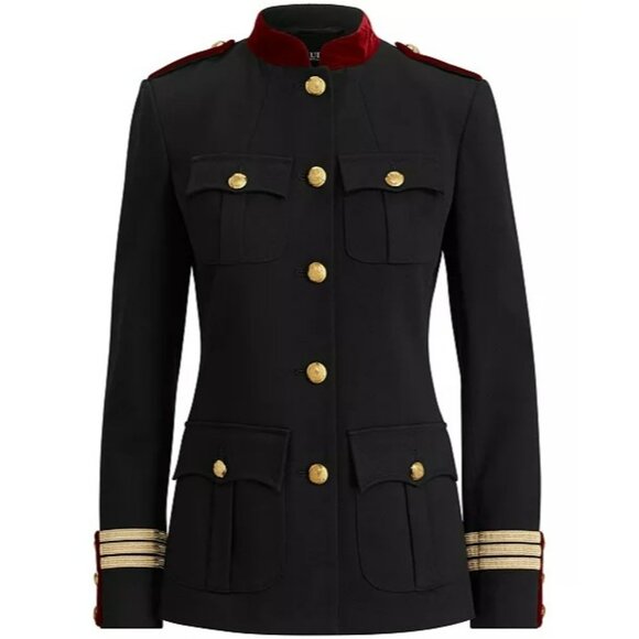 New Ralph Lauren Medium Black Red Velvet Military Equestrian Hussar Jacket S 16 - Picture 5 of 15